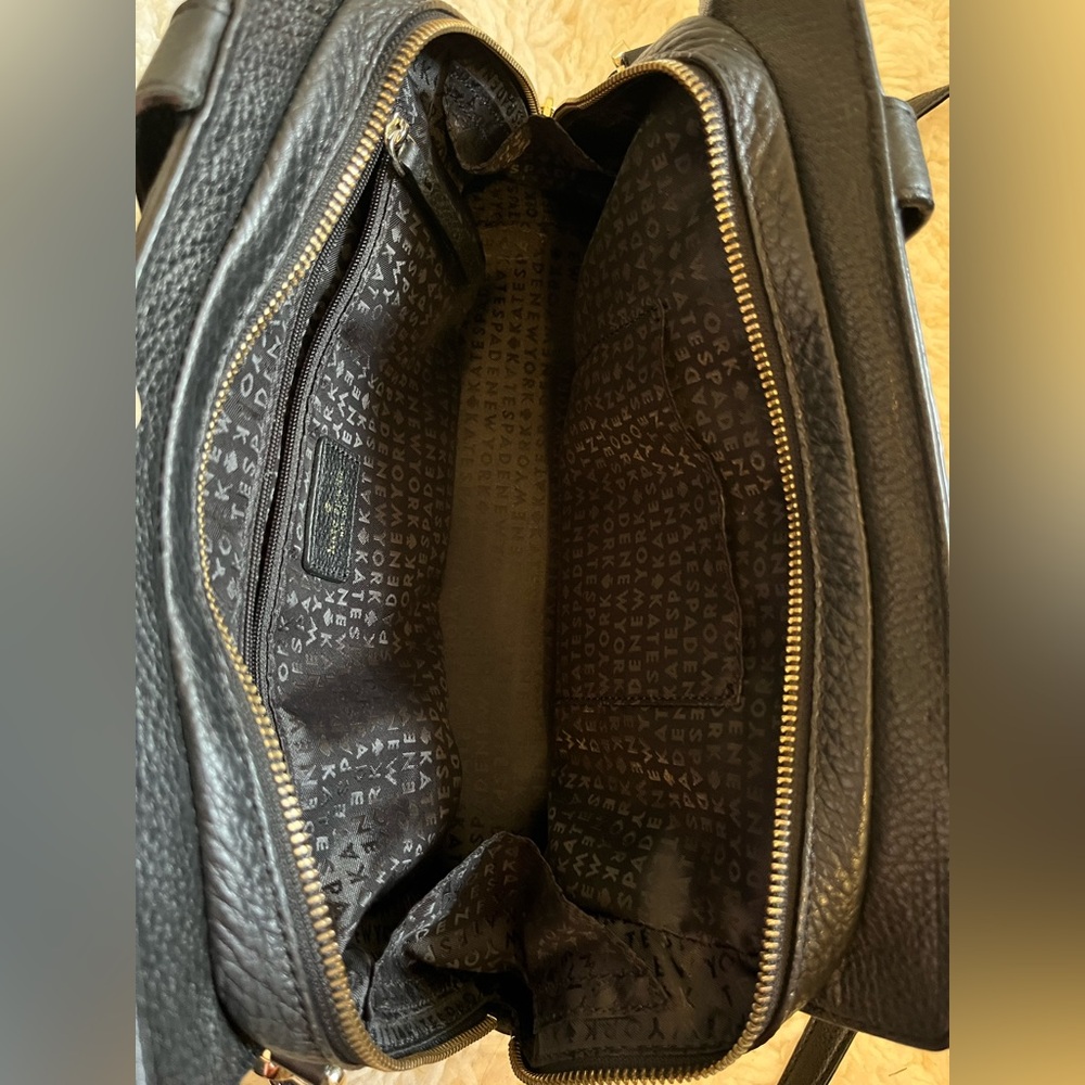 Kate Spade Dominique Grey Street Satchel Bag Black Pebbled Leather Crossbody - Picture 9 of 10